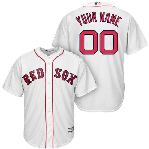 Men Boston Red Sox Majestic White Cool Base Custom MLB Jersey